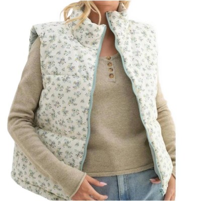 Women's Reversible Floral Puffer Vest - WISHLIST