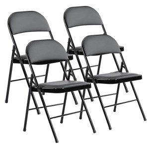 MyDepot Folding Chair Comfortable Leather Cushions Sturdy Metal Easy to Use and Store Suitable for Indoor and Outdoor, Home, Office, Party - 1 of 4