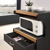 Hodedah Wheeled Kitchen Microwave Island Cart with Pull-Out Drawer and Cabinet Storage, Black-Beech - 4 of 4