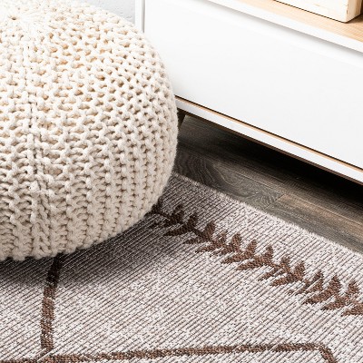 Handwoven Mid-Century Modern Beige/Brown Synthetic Area Rug