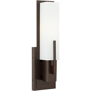 Possini Euro Design Midtown Modern Wall Light Sconce Bronze Hardwire 4 1/2" Fixture Opal White Glass Shade for Bedroom Bathroom Vanity Reading House - 1 of 4