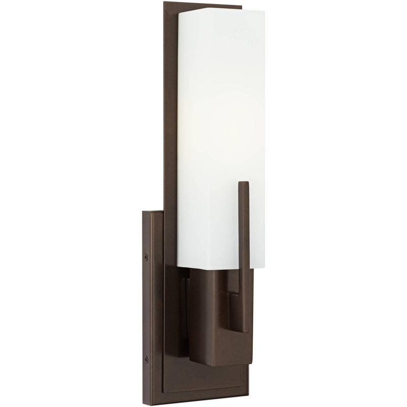 Possini Euro Design Midtown Modern Wall Light Sconce Bronze Hardwire 4 1/2" Fixture Opal White Glass Shade for Bedroom Bathroom Vanity Reading House, 1 of 9