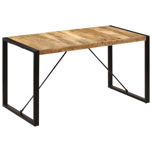 vidaXL Dining Table Brown and black Solid mango wood, powder-coated steel - 1 of 2