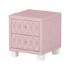 LIVAREEmlen Elegant Velvet Nightstand with 2 Drawers and Crystal Handle, Storage Bedside Table with Button-Tufted - 2 of 4