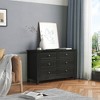 HDZNVF Modern 6 Drawer Dresser, Solid Wood Frame, Retro Shell Handle, Black - 4 of 4