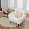 TYBOATLE Blue Leather Accent Chair, Tufted Mid-Century Armchair for Salon, Office, Living Room - 3 of 4