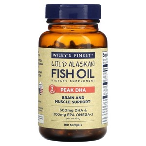 Wiley's Finest Wild Alaskan Fish Oil, Peak DHA, 180 Softgels - 1 of 4