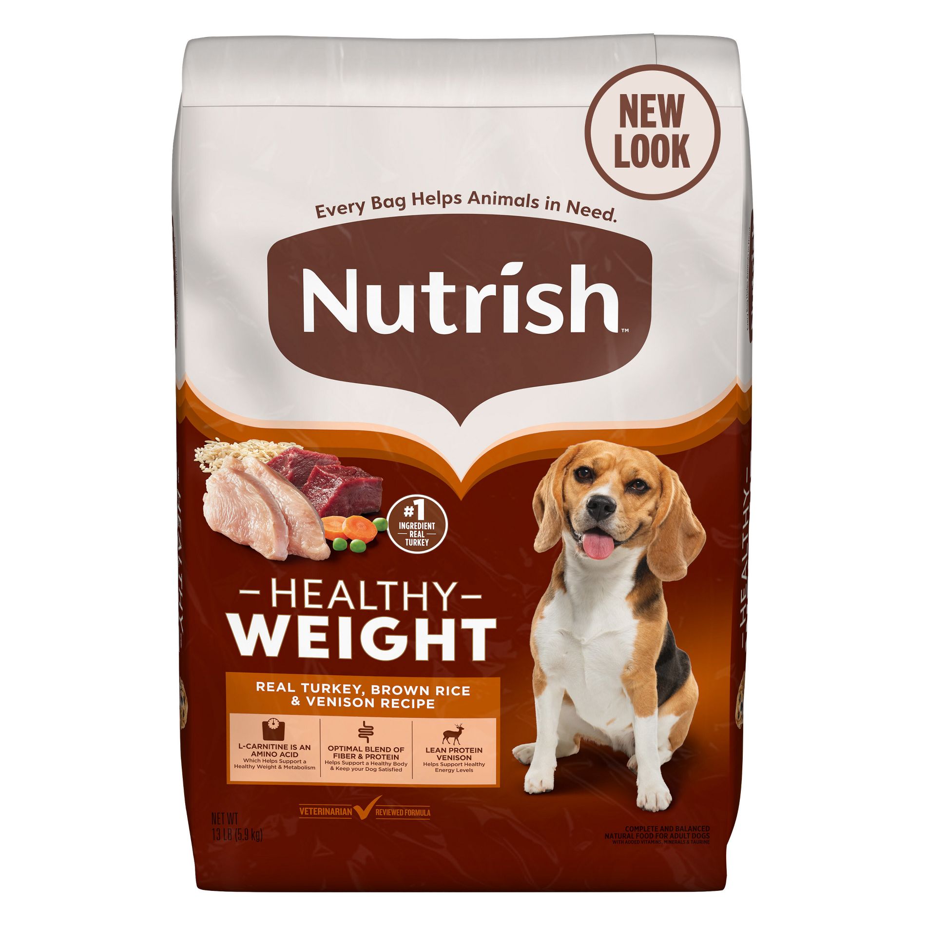 Nutrish Healthy Weight Turkey, Brown Rice and Venison Recipe Dry Dog Food - 13lbss
