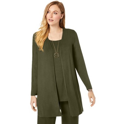 Jessica London Women's Plus Size Everyday Stretch Knit Open Front Cardigan