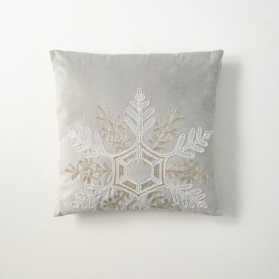 Sullivans Beaded Snowflake Cotton Pillow 18"H Off-White