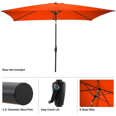 Pure Garden 10-ft Orange Rectangular Patio Umbrella with Black Steel Frame