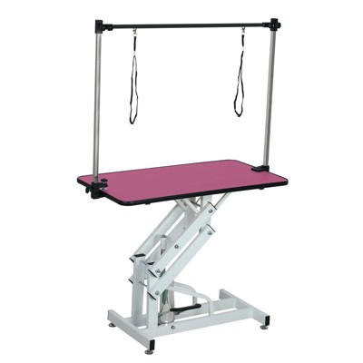 VisioGear 42.5" Dog Pet Grooming Table with Adjustable Height and Arm, Pet Dog Cat Grooming Table, Pink, 42.5"*23.5"*67"