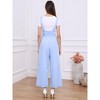 Allegra K Women's High Waist Wide Leg Belted Button Long Overalls Jumpsuit - 4 of 4