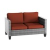 Sonkuki Patio Loveseat Sofa, All-Weather PE Rattan Wicker Set Small Patio Conversation Couch with Cushion - 2 of 4