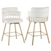 Modern Upholstered Swivel Bar Stools Set of 2, Counter Height Bar Stools with Metal Legs for Kitchen Island or Home Bar – The Pop Home - 2 of 4