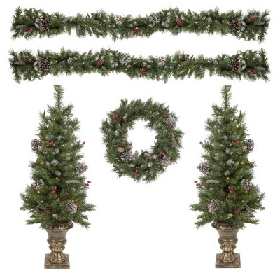 Northlight Pre-lit Battery Operated Frosted Verona Berry Pine ...