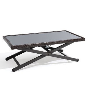 Crestlive Products Patio Coffee Table Height Adjustable - Outdoor Coffee Side Table with Waterproof, Rust-Proof, Patio Tables Rectangle Coffee Tables - 1 of 4