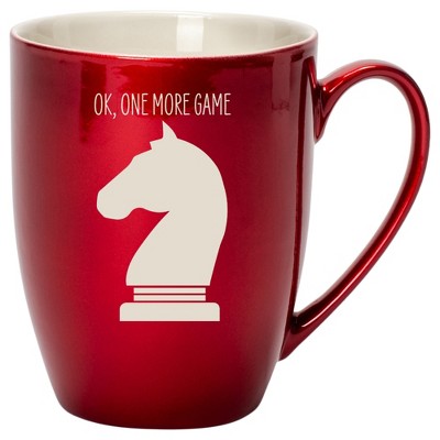 100 North Chess Knight 10 Ounce Cardinal Red Metallic Finish, Comfortably Fits Your Hands, New Bone China Coffee Tea Cup Mug, Ok, One More Game