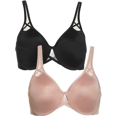 Paramour by Felina  Angie Front Close Minimizer Bra 2-Pack (Black Warm  Neutral 2-Pack, 34G) 