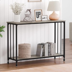 41.5" Narrow Console Table - Engineered Wood & Metal Frame, Slim Sofa Table for Living Room/Foyer - 1 of 4