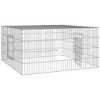 vidaxl Rabbit Cage/Animal Playpen/Pet Enclosure/Hutch - Galvanized Iron, Silver - Outdoor Safe, Spacious 43.3"x43.3"x21.7" - 4 of 4