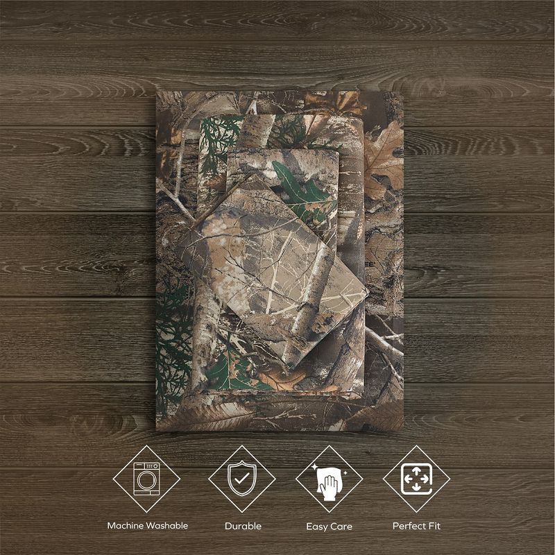 Realtree Edge Camouflage Bed Sheets - 4 Piece Camo Bedding Full - Premium Polycotton Super Soft Hunting Sheet Set - Outdoor Bedding Set, 3 of 9