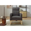 Okak Modern Rocking Accent Chair Armchair with Side Pocket and Upholstered Comfy High Backrest Glider Chair for Bedroom Lounge Nursery, Gray - 2 of 4