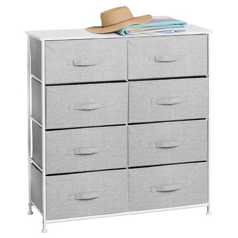 Mdesign Large Storage Dresser Furniture With 8 Removable Fabric Drawers Gray Target