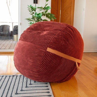 Large Deep Terracotta Corduroy Bean Bag Chair with Removable Cover