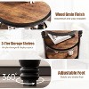 Round End Table, Small Accent Table with 3 Tier Storage Shelves, Farmhouse Wood Side Table, Metal Frame Industrial Night Stand for Living Room - 3 of 4