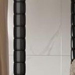 wood color board + black iron frame