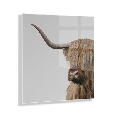 23" x 23" Highland Cow Portrait Close Crop by The Creative Bunch Studio Floating Acrylic Art - Kate & Laurel All Things Decor