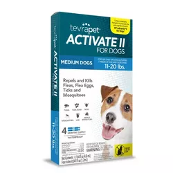 Tevra Pet Activate II Flea and Tick Treatment for Medium Dogs - 11 to 20lbs - 4 Doses