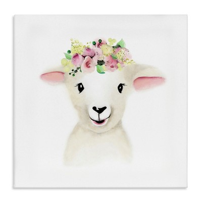 Stupell Industries Baby Lamb Sheep Flower Crown, 30" x 30"