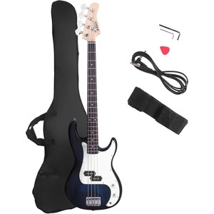 Glarry Electric Bass Guitar Full Size 4 String Rosewood Basswood Fire Style Exquisite Burning Bass ,Dark Blue - 1 of 4