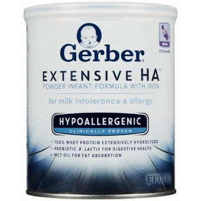 Gerber Extensive HA Infant Formula with Iron, Unflavored Powder 14.1 Oz Can – Hypoallergenic Nutrition for Birth to 12 Months, 6 Count