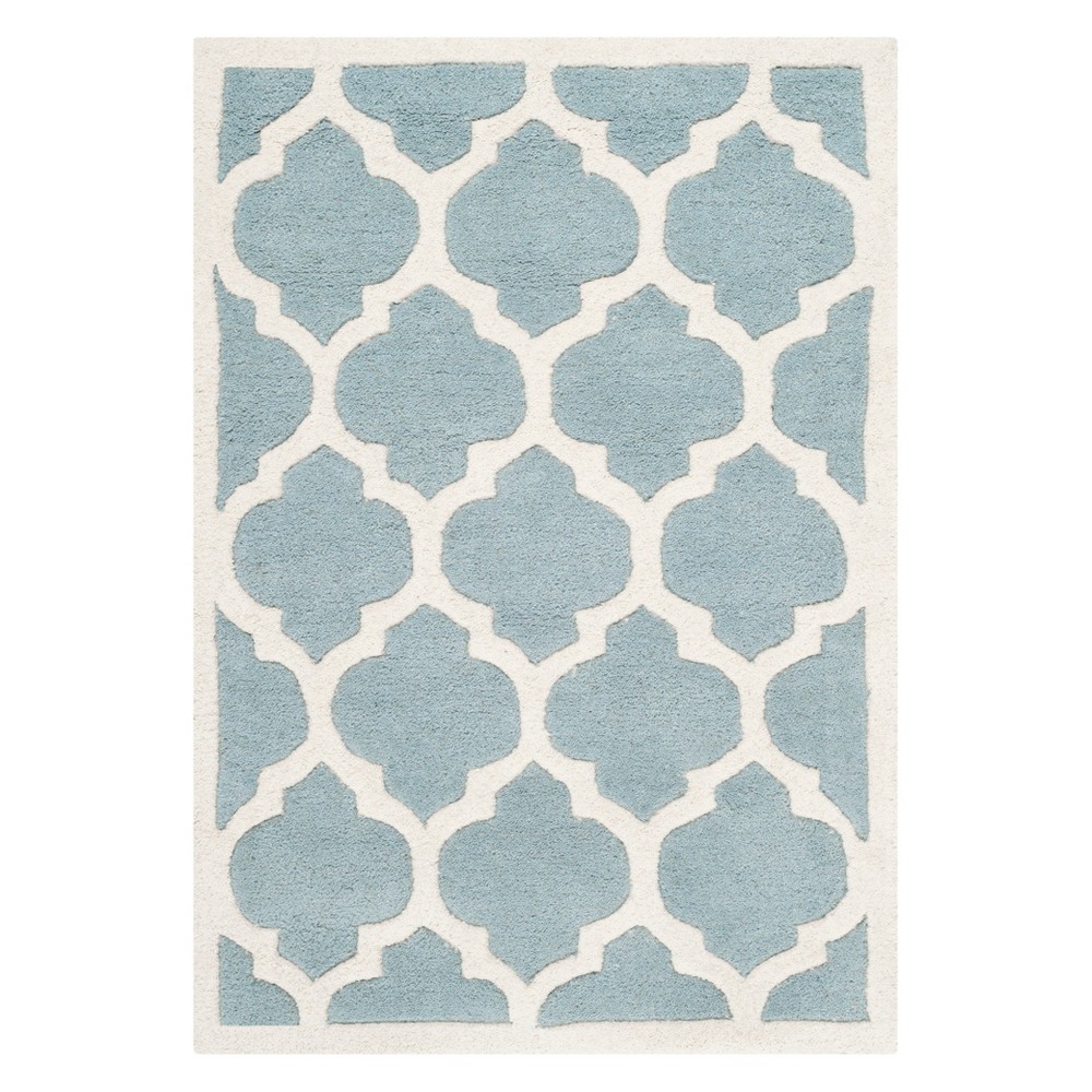  Olga Quatrefoil Design Tufted Accent Rug Blue/Ivory