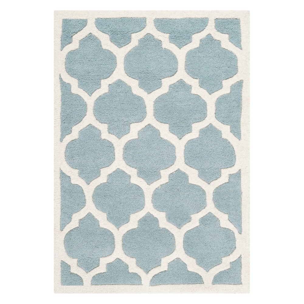 2'x3' Olga Quatrefoil Design Tufted Accent Rug Blue/Ivory - Safavieh