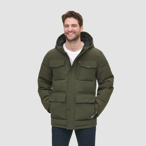 Levi's® Men's Arctic Cloth Quilted Parka Jacket - Olive Green Xxl : Target