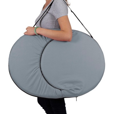 Gray Portable Reclining Polyester Floor Chair with Steel Frame