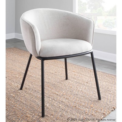 Cream Upholstered Arm Chair with Black Steel Frame