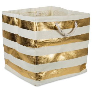 Design Imports Paper Cube Stripe Gold Square 16X16X16 - 1 of 4