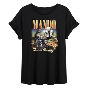 Women's - Star Wars - The Mandalorian Mando Bootleg Oversized Graphic T-Shirt - 1 of 4