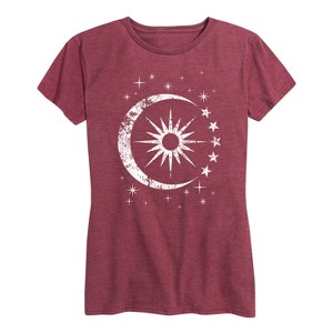 Women's - Instant Message - Celestial Sun Moon Scene Short Sleeve Graphic T-Shirt - 1 of 4