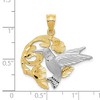 Black Bow Jewelry 14k Yellow and White Gold 28mm Hummingbird and Flower Pendant - 3 of 4