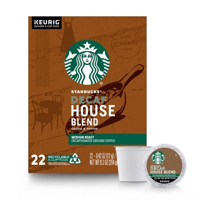 Starbucks Decaf K-Cup Coffee Pods — House Blend for Keurig Brewers — 1 box (22 pods)