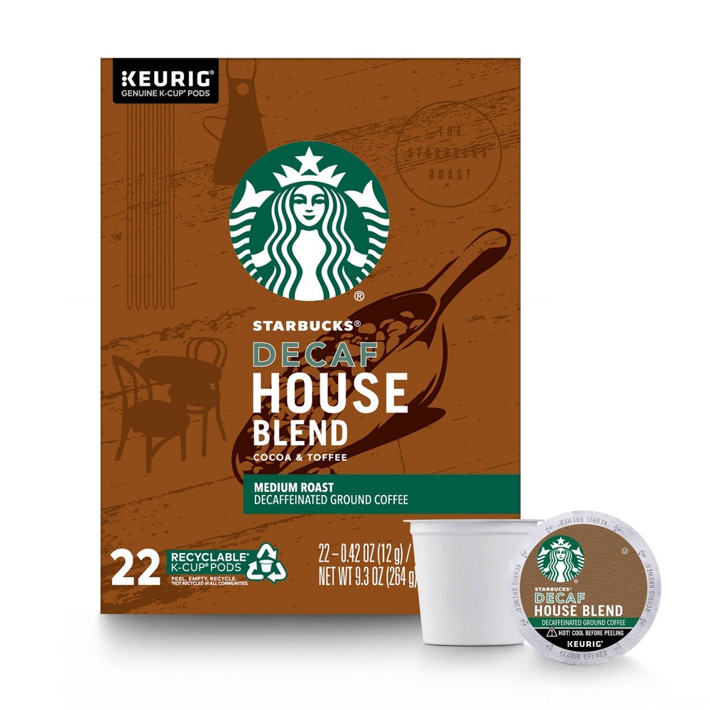 Starbucks Decaf House Blend Medium Roast Coffee - Keurig K-Cup Pods - 22ct