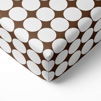Bacati - Chocolate Large Dots 100 percent Cotton Universal Baby US Standard Crib or Toddler Bed Fitted Sheet