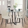 Hana + Bingo 5-Piece Round Clear Glass Dining Table Set with 4 Upholstered Chairs Black Legs - Maison Boucle - 2 of 4