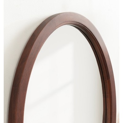 Hogan 18" x 24" Walnut Oval Wood Framed Wall Mirror